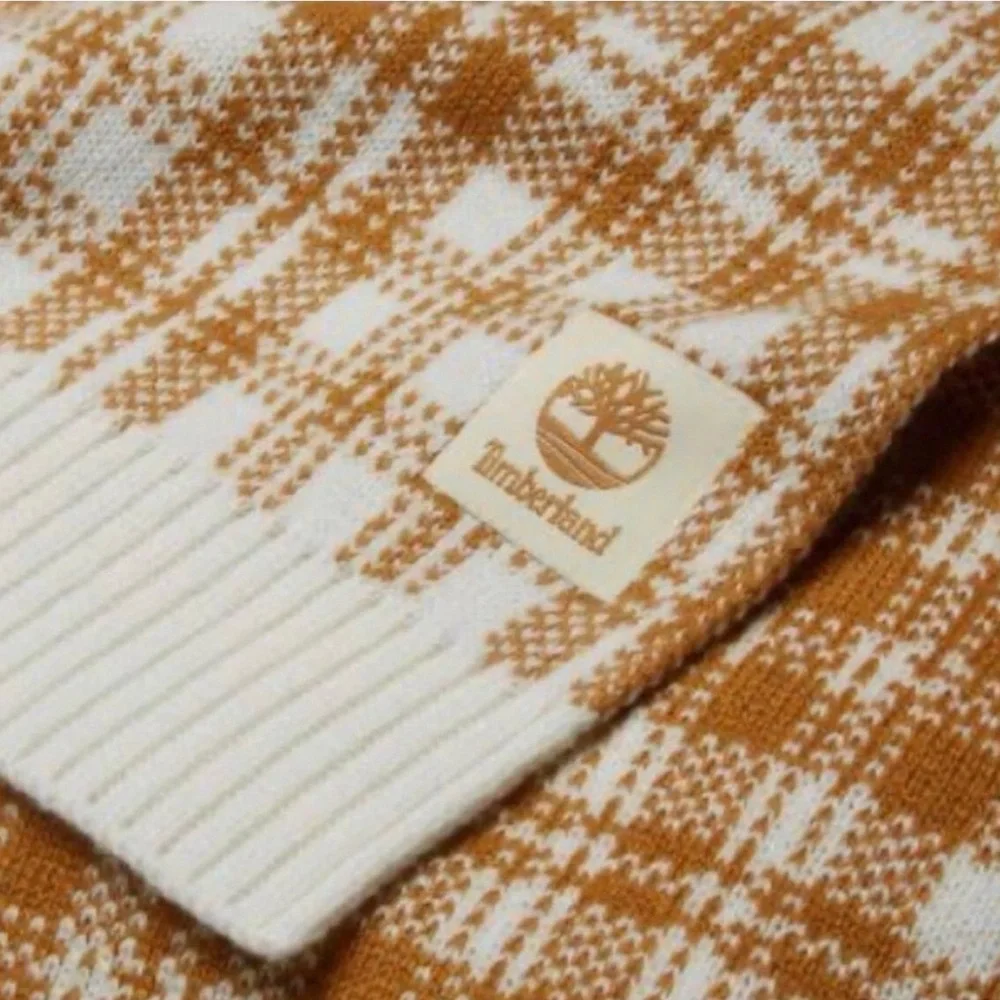 Timberland plaid‎ knit scarf in a wheat and cream color scheme Urban Outdoors